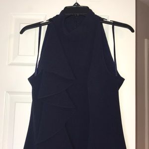 Navy Eliza J Ruffled Sleeveless Dress